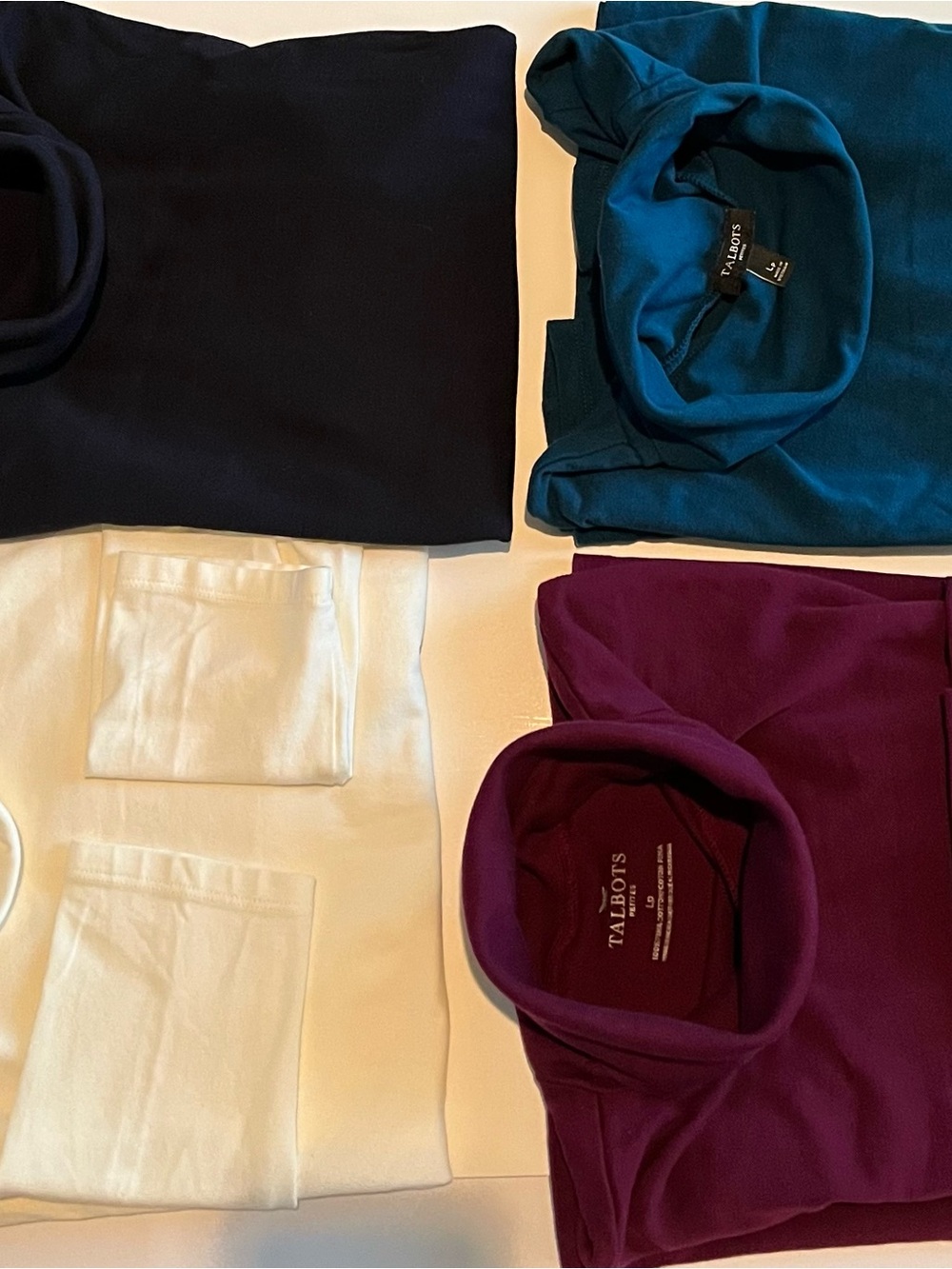 Talbots Peacock Blue, Plum, Black, and Ivory Turtlenecks Long Sleeve Top